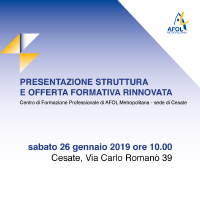 Presentazione della nuova sede formativa di Cesate: 26 gennaio ore 10.00 Presentazione della nuova sede formativa di Cesate: 26 gennaio ore 10.00